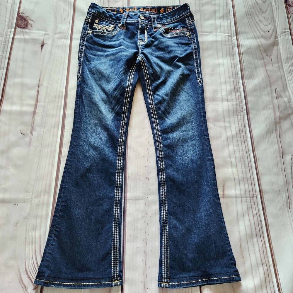 Rock Revival "Betty Boot" Low Rise Bootcut Blue Jean Western | Women's Size 28 - Picture 4 of 16